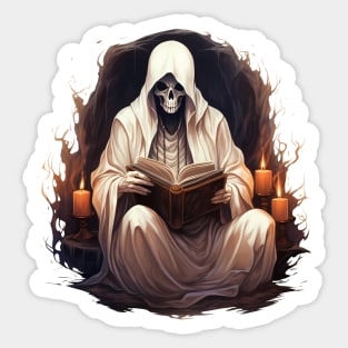 Ghost Reading a Grimoire Book Sticker